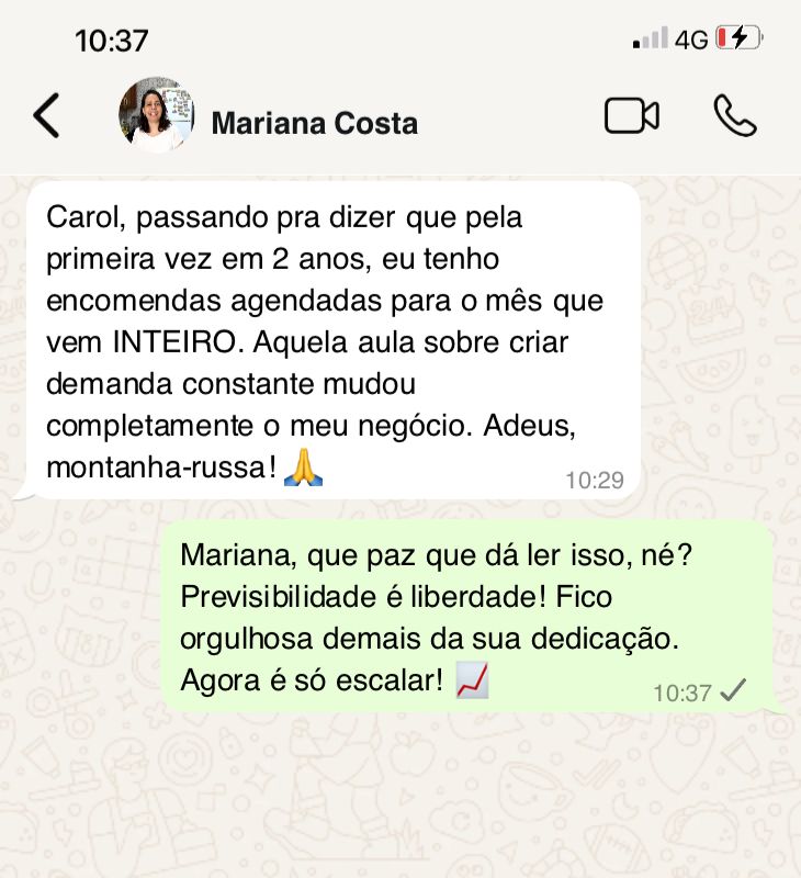 Print de depoimento de aluna no WhatsApp 6